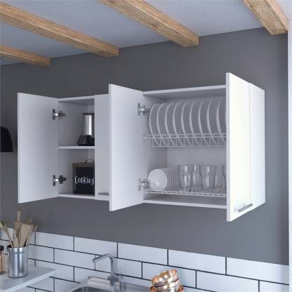 Spyder Craft Wall Mounted Engineered Wood 4 Doors Kitchen Cabinet Engineered Wood Kitchen Cabinet (Finish Color - White-2, DIY(Do-It-Yourself))