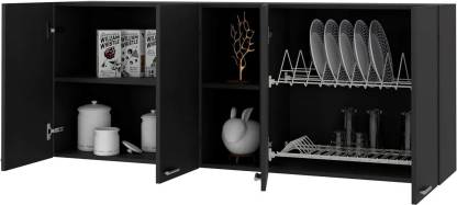 Spyder Craft Wall Mounted Engineered Wood Two Shelves Two Shelves Kitchen Cabinet Engineered Wood Kitchen Cabinet (Finish Color - Black-3, DIY(Do-It-Yourself))