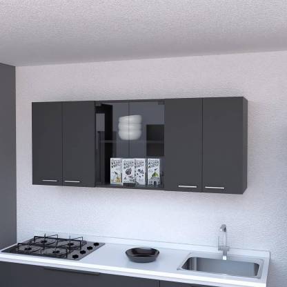 Spyder Craft Wall Mounted Engineered Wood Two Shelves Two Shelves Kitchen Cabinet Engineered Wood Kitchen Cabinet (Finish Color - Black-3, DIY(Do-It-Yourself))