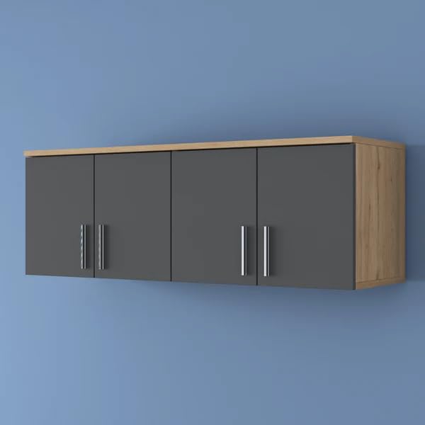 SPYDER CRAFT Matte Finish EA115 Wall Mounted Coat Rack Cabinet Top Module Multi-Purpose Cabinet for Living Room & Bedroom Color: Walnut - Anthracite || Assembly -DIY (Do-It-Yourself)