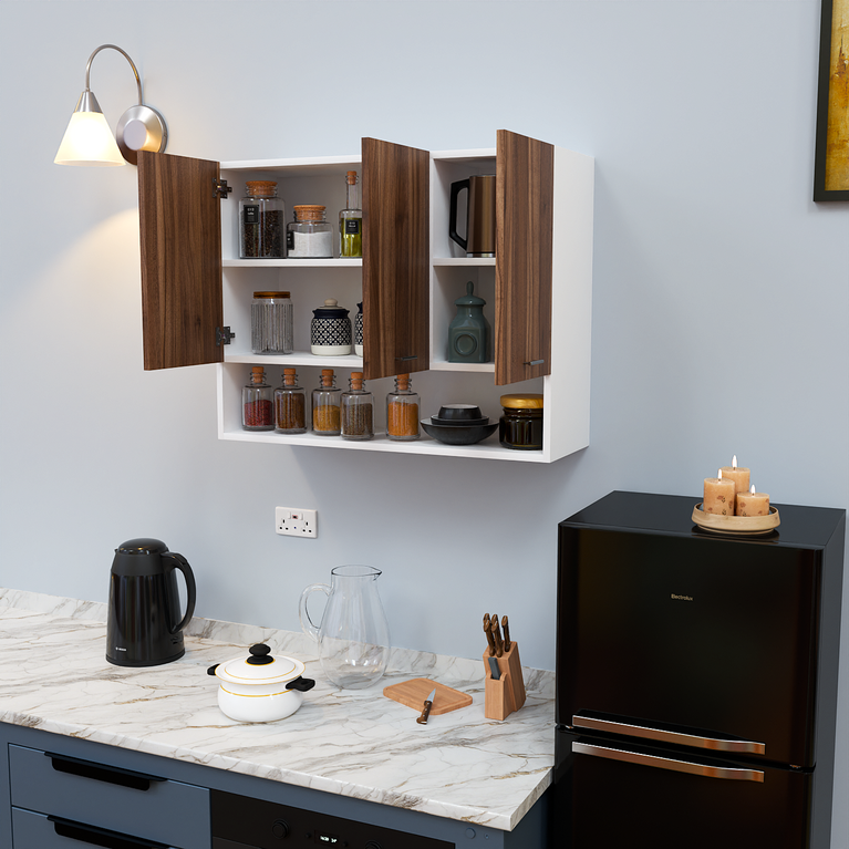 Spyder Craft Wall Mounted Matte Finish 3 Door Blitz Kitchen Cabinet for Office, Hall, Kitchen|Cabinet for Kitchen|Living Room| Color :-White Noce Lyon| Assembl- DIY (Do-It-Yoursef)