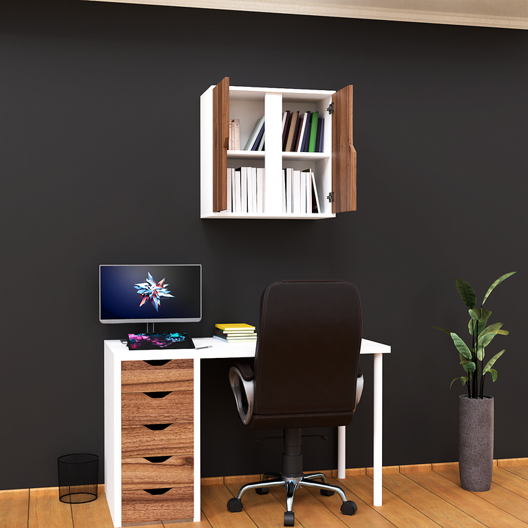 Spyder Craft Wall Mounted Matte Finish Enzio Two-Door Multipurpose Cabinet for Office, Hall, Kitchen| Cabinet for Kitchen| Living Room| Color- White Noce Lyon| Assembly-DIY