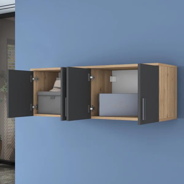 SPYDER CRAFT Matte Finish EA115 Wall Mounted Coat Rack Cabinet Top Module Multi-Purpose Cabinet for Living Room & Bedroom Color: Walnut - Anthracite || Assembly -DIY (Do-It-Yourself)