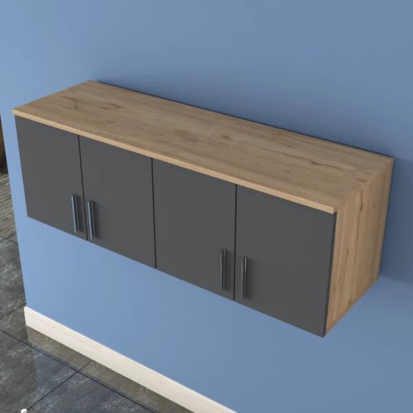 SPYDER CRAFT Matte Finish EA115 Wall Mounted Coat Rack Cabinet Top Module Multi-Purpose Cabinet for Living Room & Bedroom Color: Walnut - Anthracite || Assembly -DIY (Do-It-Yourself)