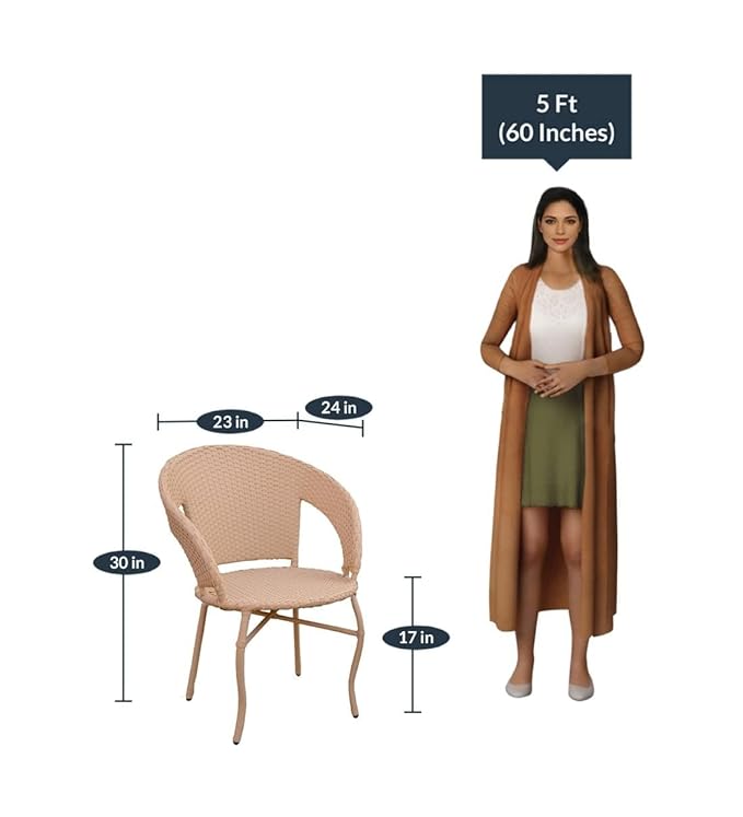 SPYDER CRAFT Rattan Wicker Patio Furniture Sets Outdoor Garden Balcony Coffee, Chair Table Set 4+1, Powder Coated, UV Protected, (Beige)