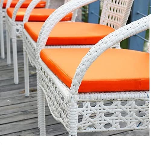 SPYDER CRAFT Rattan Wicker Patio Furniture Sets Outdoor Garden Balcony Coffee Chair Table Set 4+1 with Cushion, Powder Coated, UV Protected, (White)