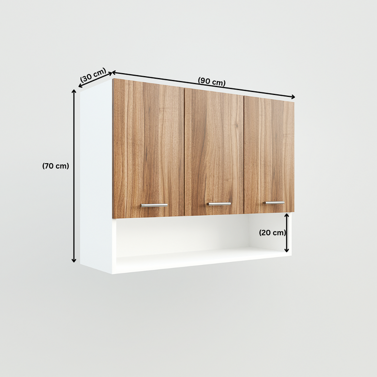 Spyder Craft Wall Mounted Matte Finish 3 Door Blitz Kitchen Cabinet for Office, Hall, Kitchen|Cabinet for Kitchen|Living Room| Color :-White Noce Lyon| Assembl- DIY (Do-It-Yoursef)