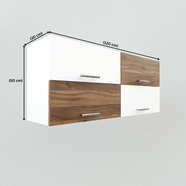 Spyder Craft 4 Door Matte Finish Hydraulic Kitchen Cabinet for Office, Hall, Kitchen| Wall Mounted Kitchen Cabinet for Kitchen| Living Room| Colour: Noce Lyon and White