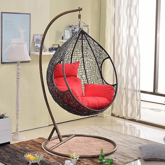 Spyder Craft Single Seater Swing Chair withStand For Adult Iron Hammock (Red, DIY(Do-It-Yourself))