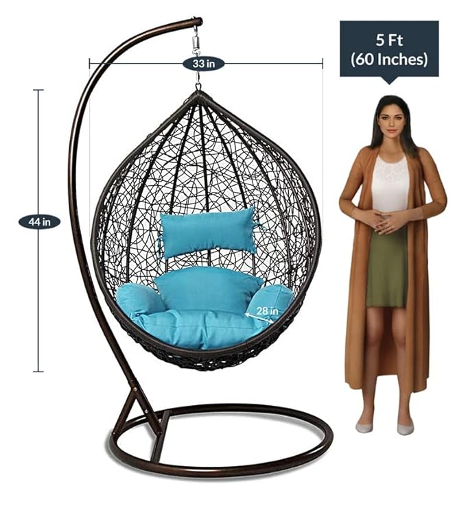 Spyder Craft ingle Seater Swing chair With Stand And Cushion For Adult Iron Hammock (Blue, DIY(Do-It-Yourself))