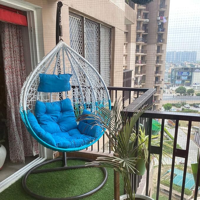 Spyder Craft Swing chair With Stand And Cushion For Adult Iron Hammock (White, Blue, DIY(Do-It-Yourself))