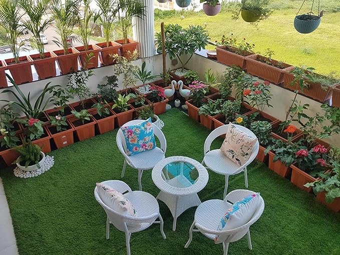 SPYDER CRAFT Rattan Wicker Patio Furniture Outdoor Garden Balcony Coffee Sets, 4 Chairs 1 Table Set, Powder Coated, UV Protected, (White)