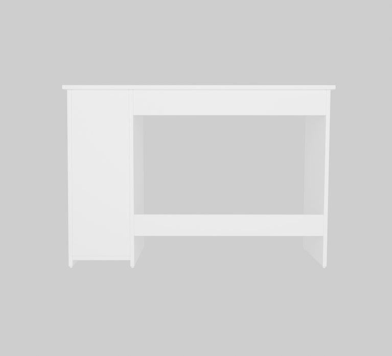 Spydercraft Orchid Study Table | Modern Study & Office Desk with Open Storage Shelves | Engineered Wood Writing Table for Home & Office | White Finish