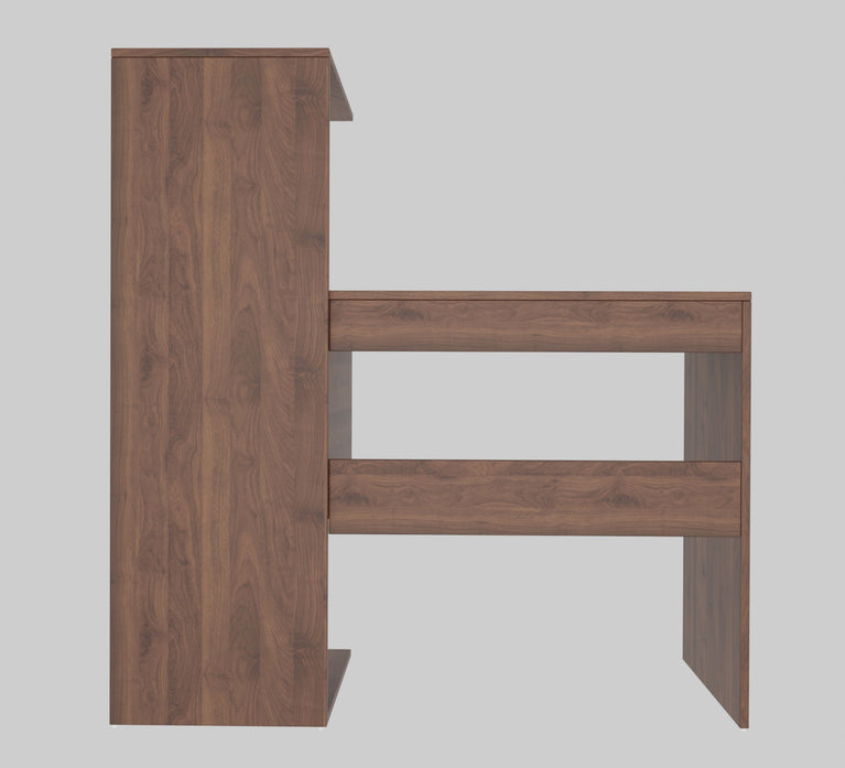 Spydercraft Tulip Study Table | Modern Study & Office Desk with Open Storage Shelves | Engineered Wood Writing Table | Columbian Walnut Finish