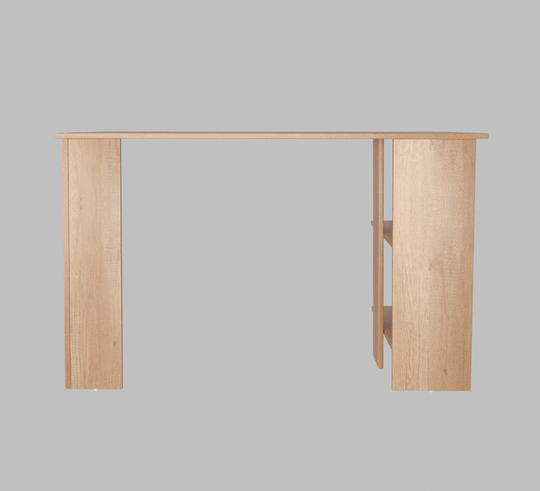Spydercraft Modern Study Table with Storage Shelves in Canyon Oak Finish | Minimalist Computer Desk for Home & Office