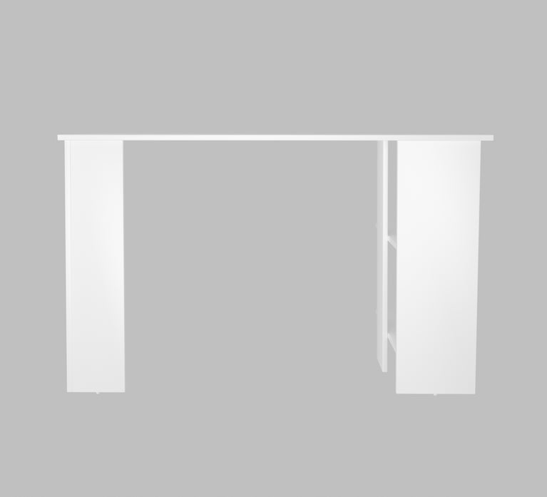 Spydercraft Modern Study Table with Storage Shelves in White Finish | Minimalist Computer Desk for Home & Office