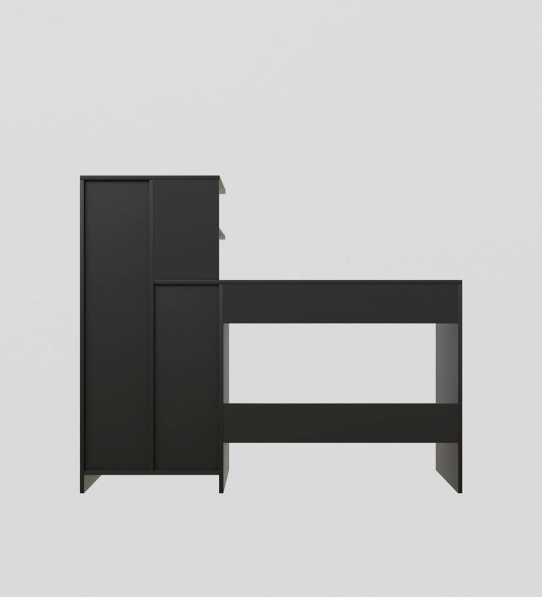Spydercraft Matte Finish Dyna Study Table| Color: Black and Canyon Oak| Do-It-Yourself Product