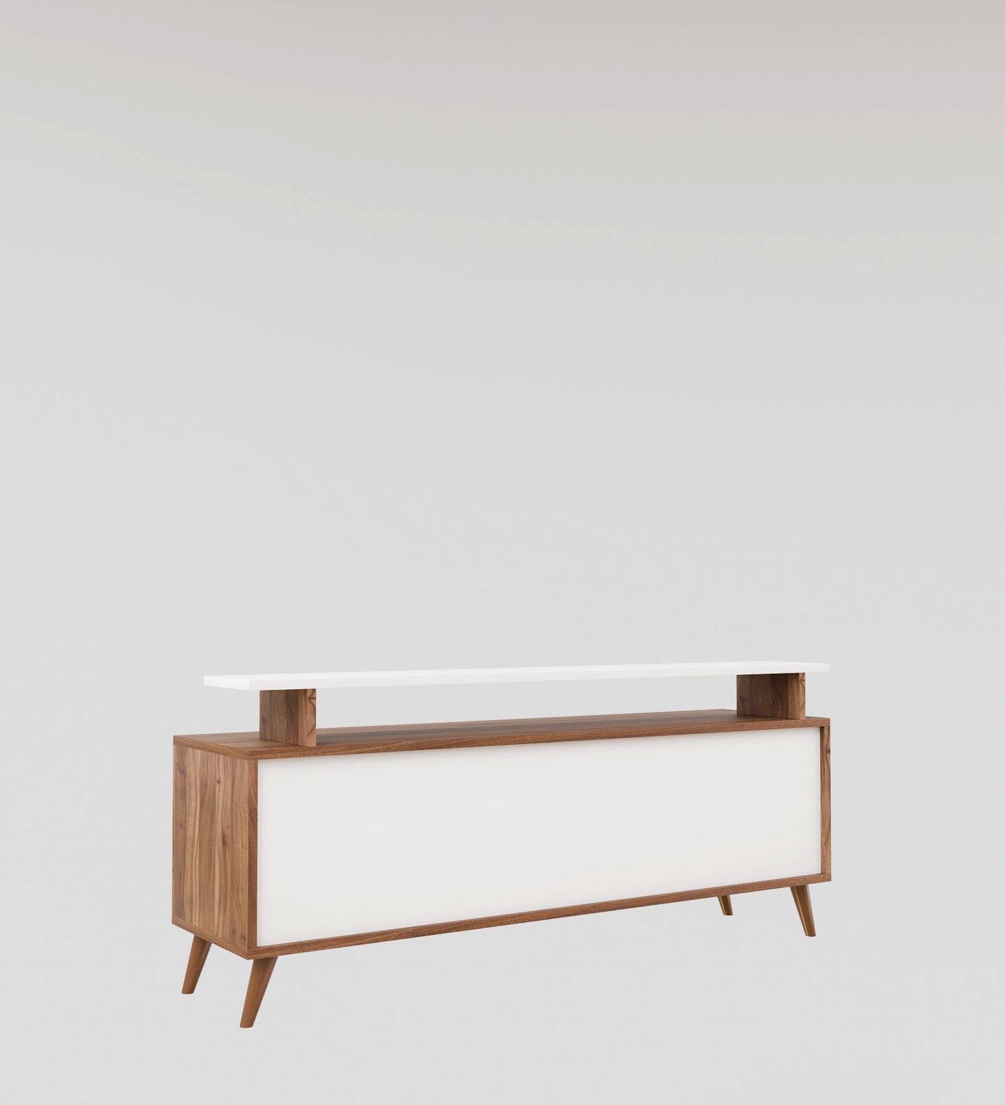 SpyderCraft Matte Finish Rhodium TV Unit| Stylish Modern Wooden TV Stand with Storage Shelves & Cabinets for Living Room| Color: Noce Lyon and White| Do-It-Yourself Product