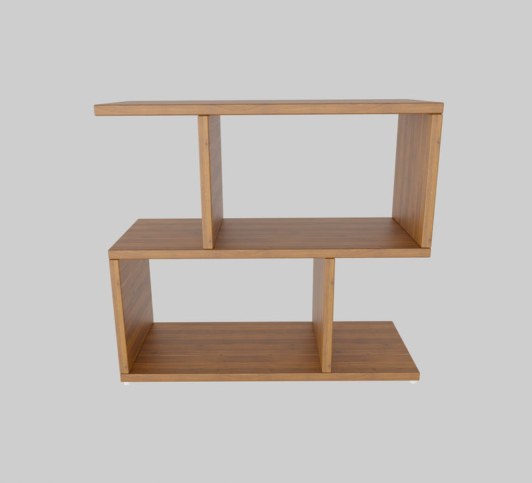 Spydercraft Zig Zag Bedside Table in Noce Lyon Finish | Modern Wooden Nightstand with Open Shelves | Engineered Wood Side Table