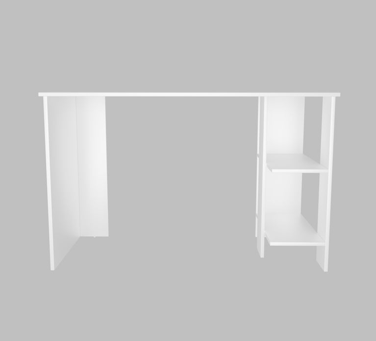 Spydercraft Modern Study Table with Storage Shelves in White Finish | Minimalist Computer Desk for Home & Office