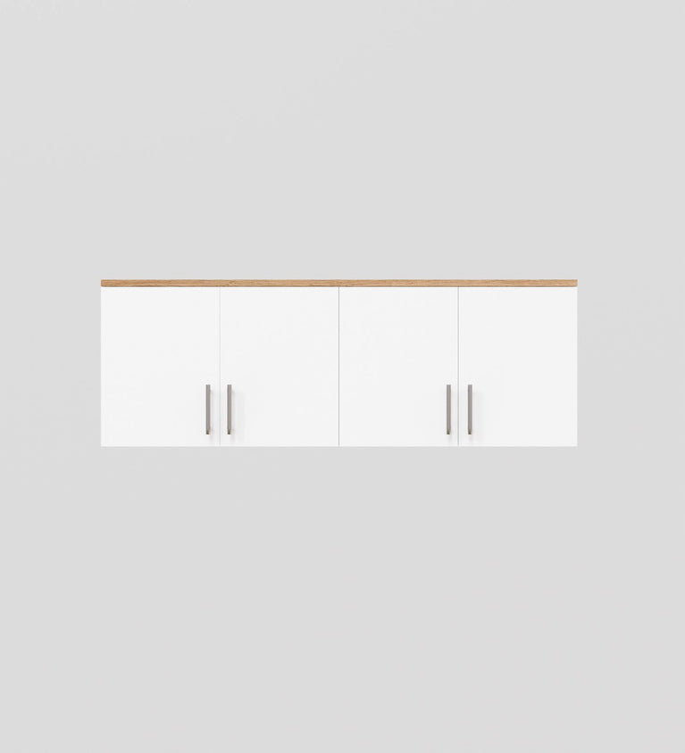 Spydercraft Wall Mounted Kitchen Cabinet – 4 Door Storage Unit (120 x 41 x 36 cm) | Canyon Oak & White Finish