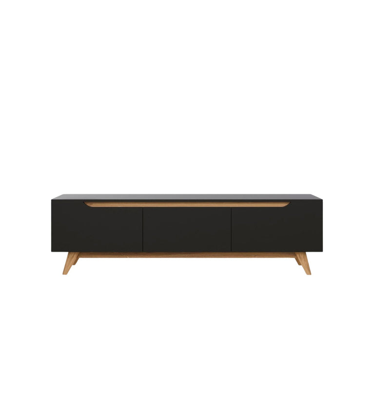 SPYDERCRAFT Matte Finish D3 Only cabinet| TV Entertainment Unit| Color: Black and Canyon Oak| Do-It- Yourself Product