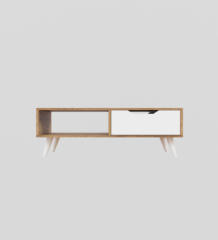 Spydercraft Matte FInish Cozy Castle Coffee Table| Color: Canyon oak and white| Do- It-Yourself Product