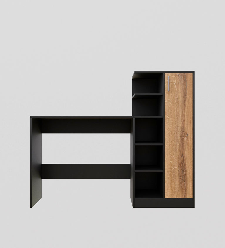 Spydercraft Matte Finish Dyna Study Table| Color: Black and Canyon Oak| Do-It-Yourself Product