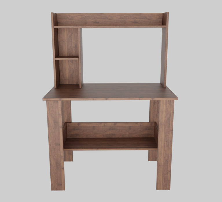 SPYDER CRAFT Modern Engineered Wood Study Table with Bookshelf & Storage Shelves in Columbian Walnut | Computer Desk for Home & Office