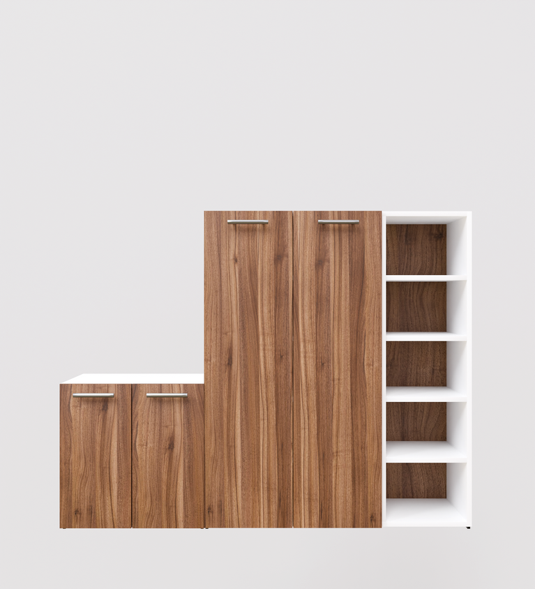 SpyderCraft Louis Shoe Rack – Elegant Shoe Storage Cabinet with Multi-Level Shelving for Modern Homes| Color: Noce Lyon and White| Do- It- Yourself Product