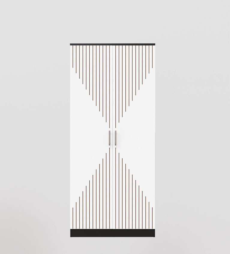 Spydercraft Matte Finish Modern 2-Door Black & White Wardrobe with Vertical Gold Accents| Color: Black and White| Do- It-Yourself Product