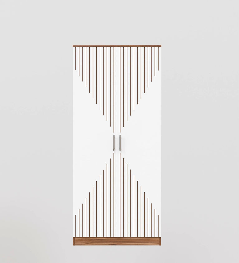 Spydercraft Matte Finish Modern 2-Door Noce Lyon & White Wardrobe with Vertical Gold Accents| Color: Noce Lyon and White| Do- It-Yourself Product