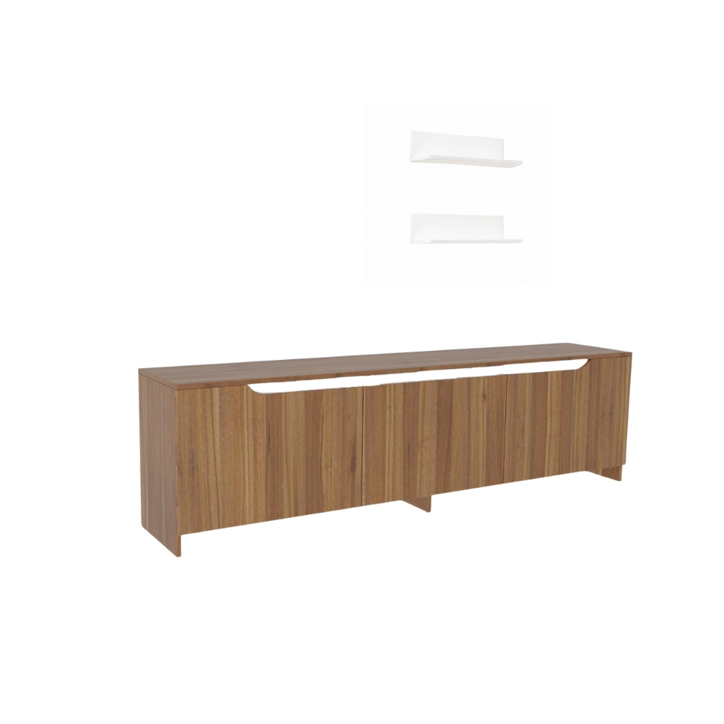 Spydercraft Modern Walnut TV Cabinet with Storage & Floating Shelves | 180 cm Entertainment Unit