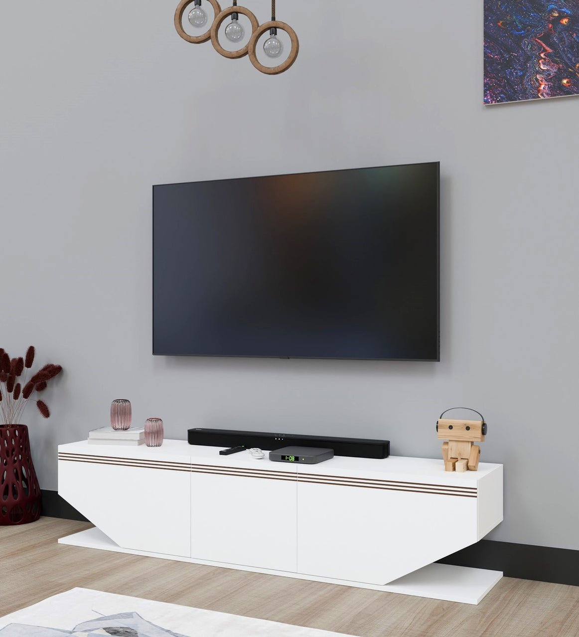 Spydercraft Matte Finish Agarita Floor Mounted TV Unit| Color: White| Do- It- Yourself Product