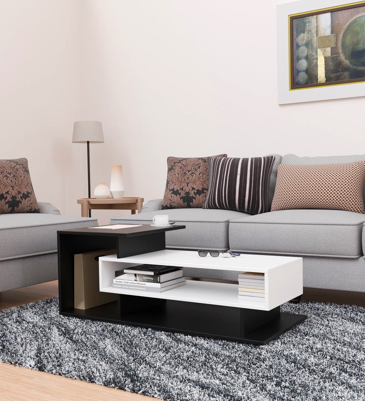 Spydercraft Matte Finish Arbor Coffee Table| Color: Black and White| Do- It-Yourself Product