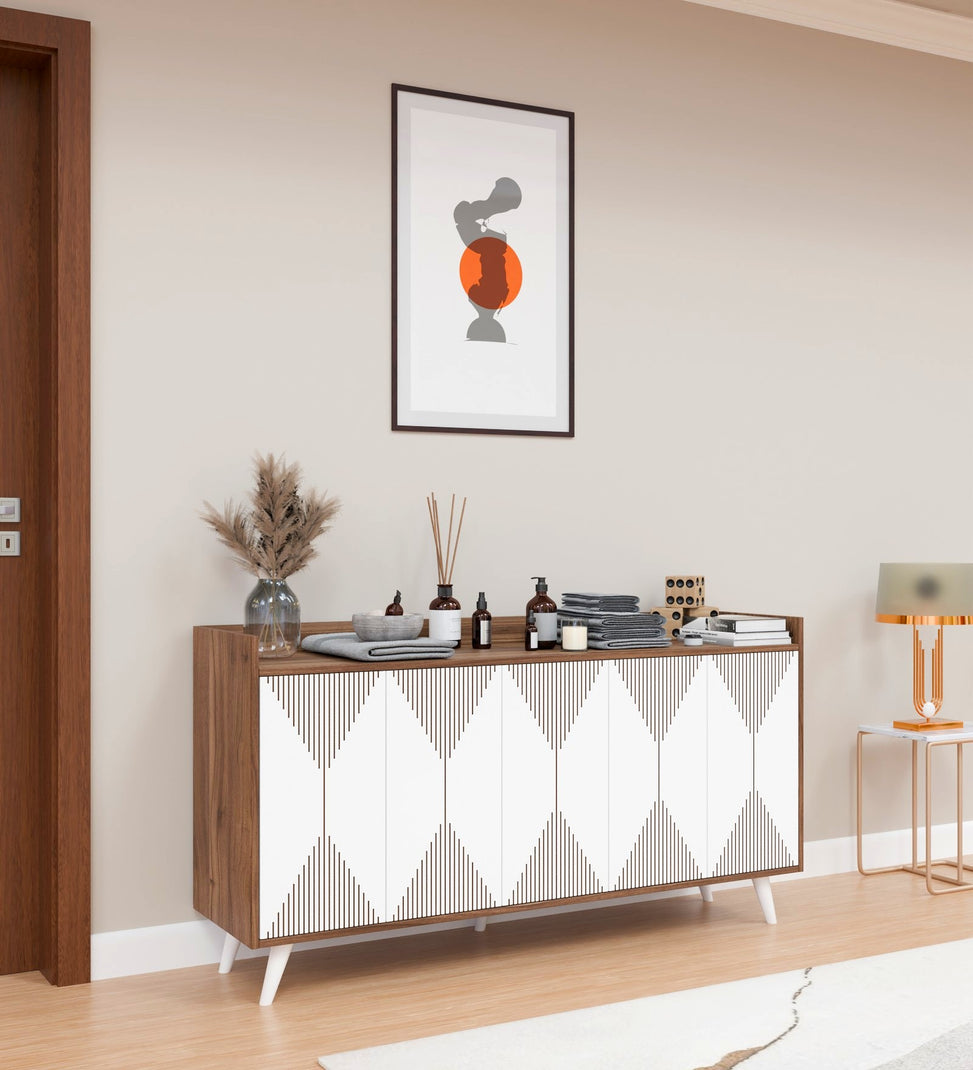 Spydercraft Matte Finish Meko Console Table| Modern Noce Lyon & White Console Table – Stylish Storage Cabinet for Living Room & Entryway| Do-It-Yourself Product