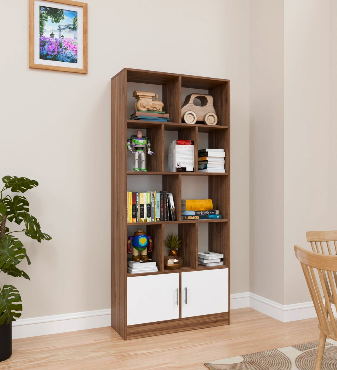 Spyder Craft 4 Tier Modern Simple Engineered Wood Book Shelf, Book Storage, Case for Living Room, Kids Room Storage, Study Furniture (Color - Wood Noce Lyon) 1 Year Warranty