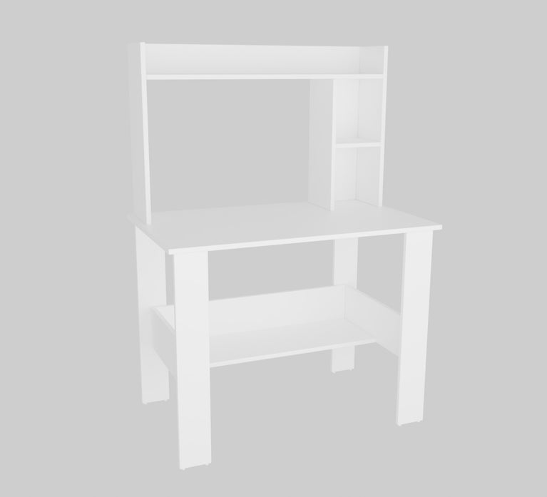 SPYDER CRAFT Modern Engineered Wood Study Table with Bookshelf & Storage Shelves in White | Computer Desk for Home & Office