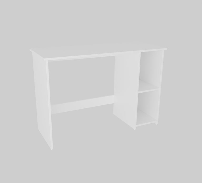 Spydercraft Orchid Study Table | Modern Study & Office Desk with Open Storage Shelves | Engineered Wood Writing Table for Home & Office | White Finish