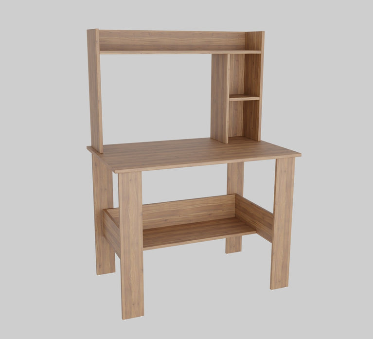 SPYDER CRAFT Modern Engineered Wood Study Table with Bookshelf & Storage Shelves in Noce Lyon | Computer Desk for Home & Office