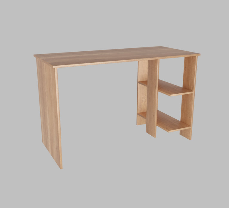 Spydercraft Modern Study Table with Storage Shelves in Canyon Oak Finish | Minimalist Computer Desk for Home & Office