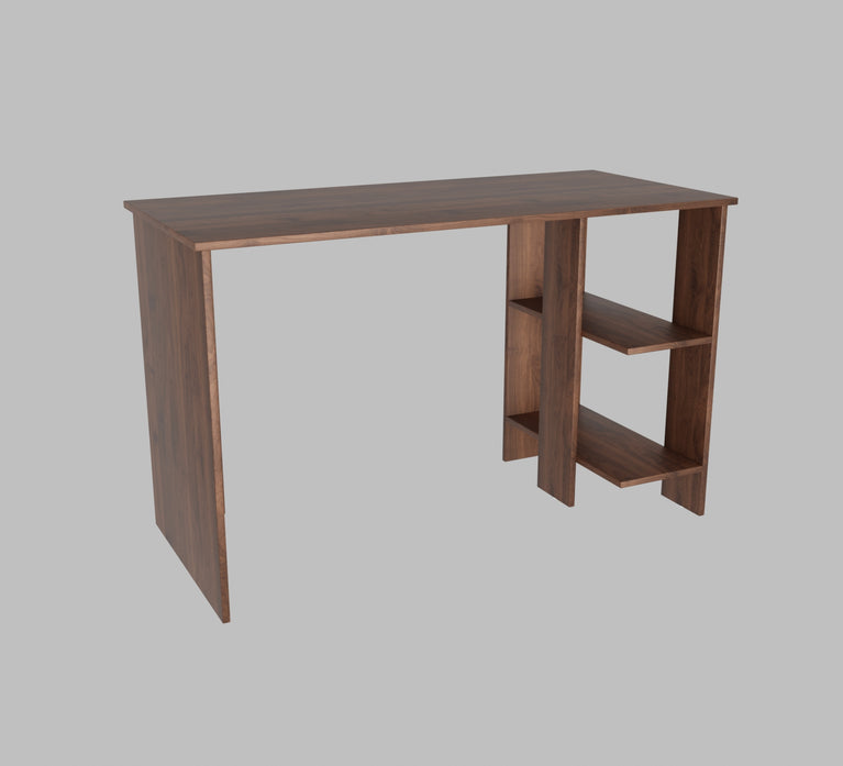 Spydercraft Modern Study Table with Storage Shelves in Columbian Walnut Finish | Stylish Computer Desk for Home & Office