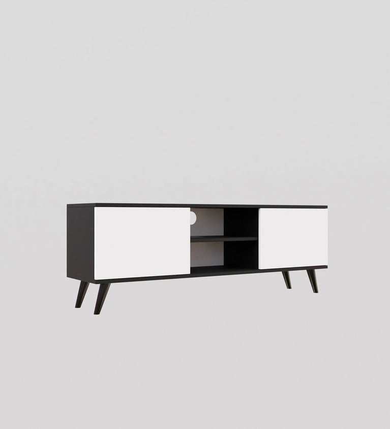 Spydercraft Matte Finish W-Live TV Unit| Color: Black and White| Do- It-Yourself Product