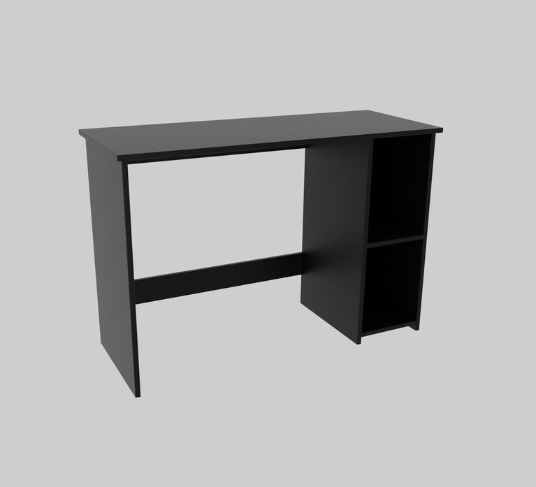 Spydercraft Orchid Study Table | Modern Study & Office Desk with Open Storage Shelves | Engineered Wood Writing Table for Home & Office | Black Finish