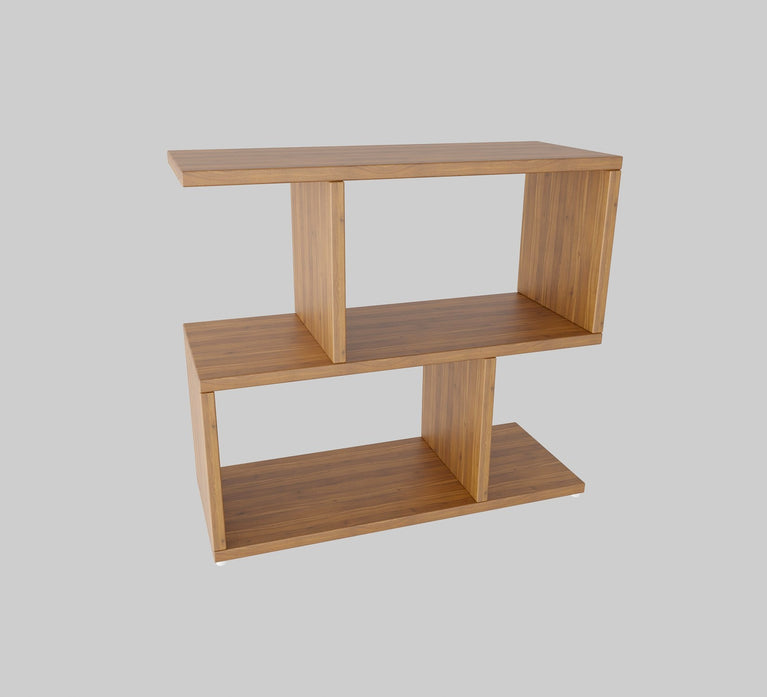 Spydercraft Zig Zag Bedside Table in Noce Lyon Finish | Modern Wooden Nightstand with Open Shelves | Engineered Wood Side Table