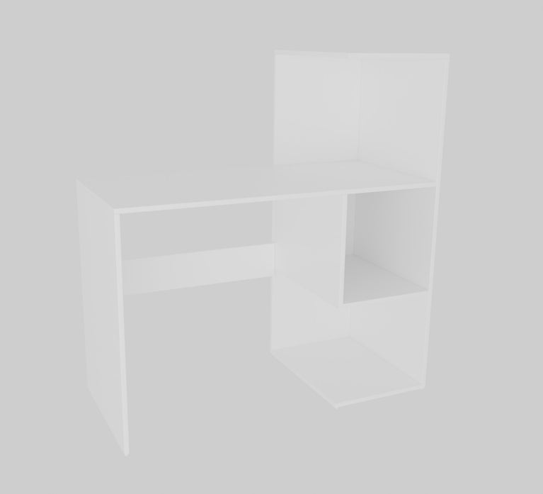 Spydercraft Tulip Study Table | Modern Study & Office Desk with Open Storage | Engineered Wood Writing Table | White Finish