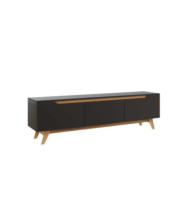 SPYDERCRAFT Matte Finish D3 Only cabinet| TV Entertainment Unit| Color: Black and Canyon Oak| Do-It- Yourself Product