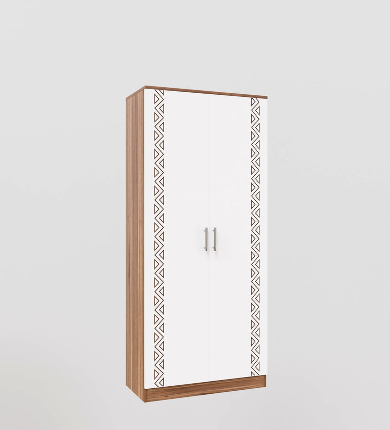 SpyderCraft Matte Finish Zircon Tribal Pattern 2-Door Noce Lyon and White Wardrobe| Color: Noce Lyon and White| Do-It-Yourself Product