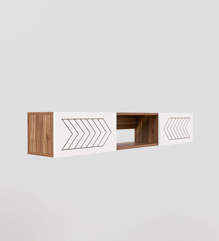 Spydercraft Matte Finish Indira Floating TV unit| Color: Noce lyon and White| Do- It- Yourself Product