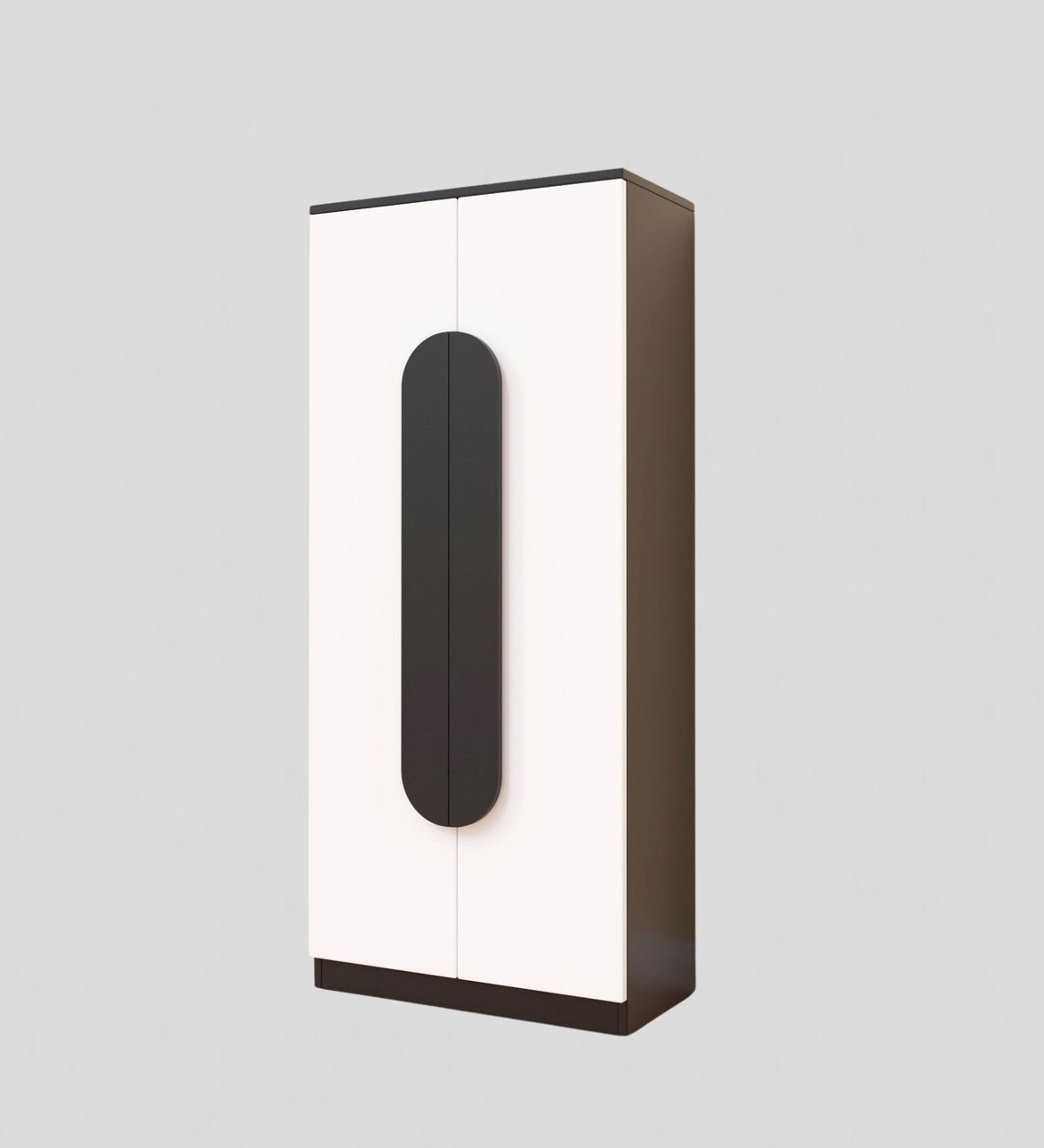 Spydercraft Matte Finish Novaarc Modern 2-Door Wardrobe with Oval Black Handle | White & Black Finish | Engineered Wood | Do-It-Yourself Product